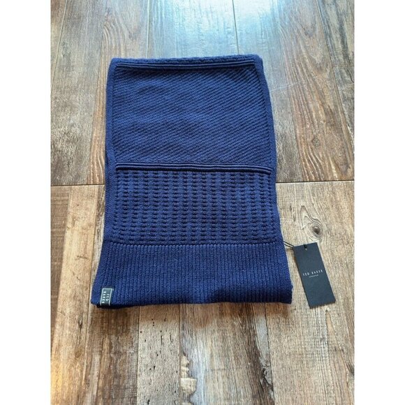 Ted Baker NWT Navy Multi Knitted Scarf One Size Unisex - Picture 1 of 4